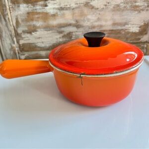 Vintage Le Creuset Enamel Cast Iron Saucepot and Lid Size 16 Made in France